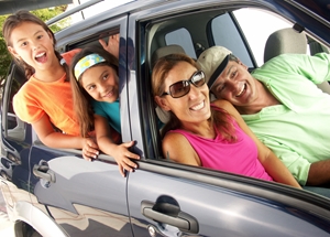 Family in car hanging out